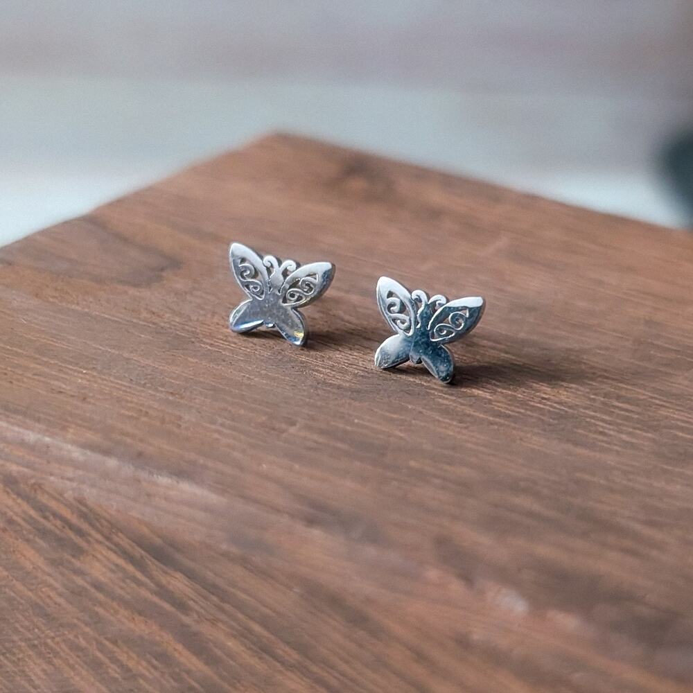 Silver Butterfly Stud Earrings